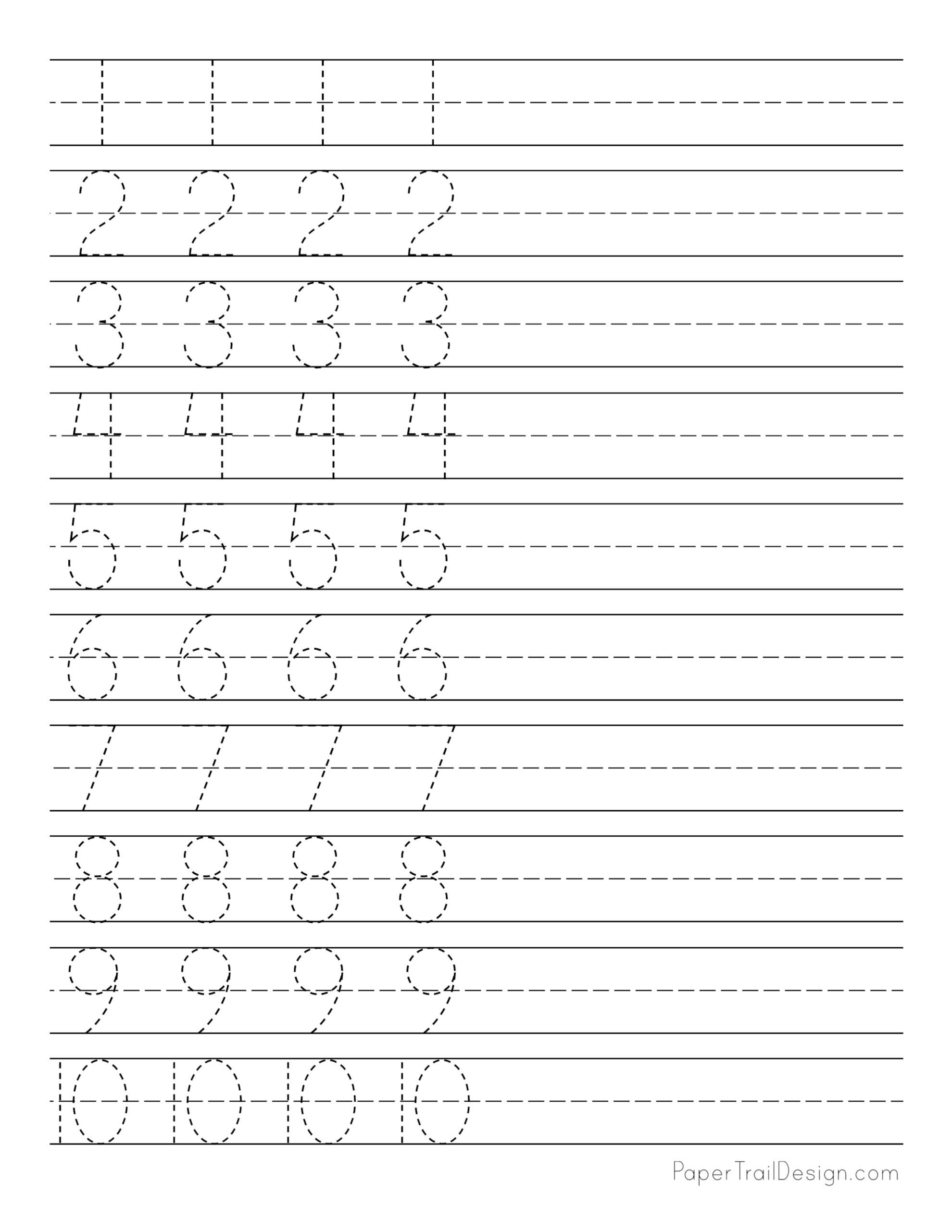 Free Number Tracing Worksheets | Paper Trail Design