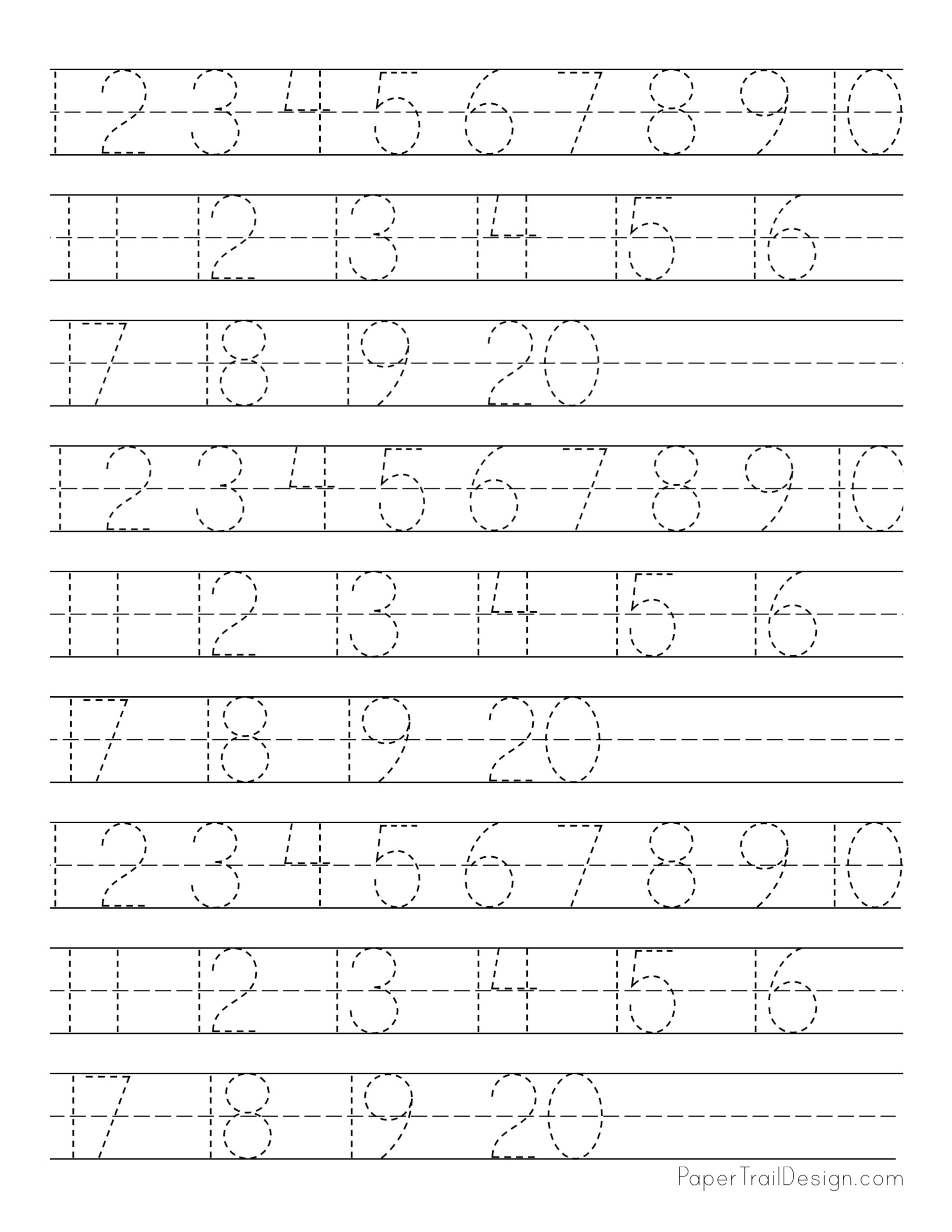 Art & Collectibles Tracing Numbers Printable Worksheet 120 Preschool
