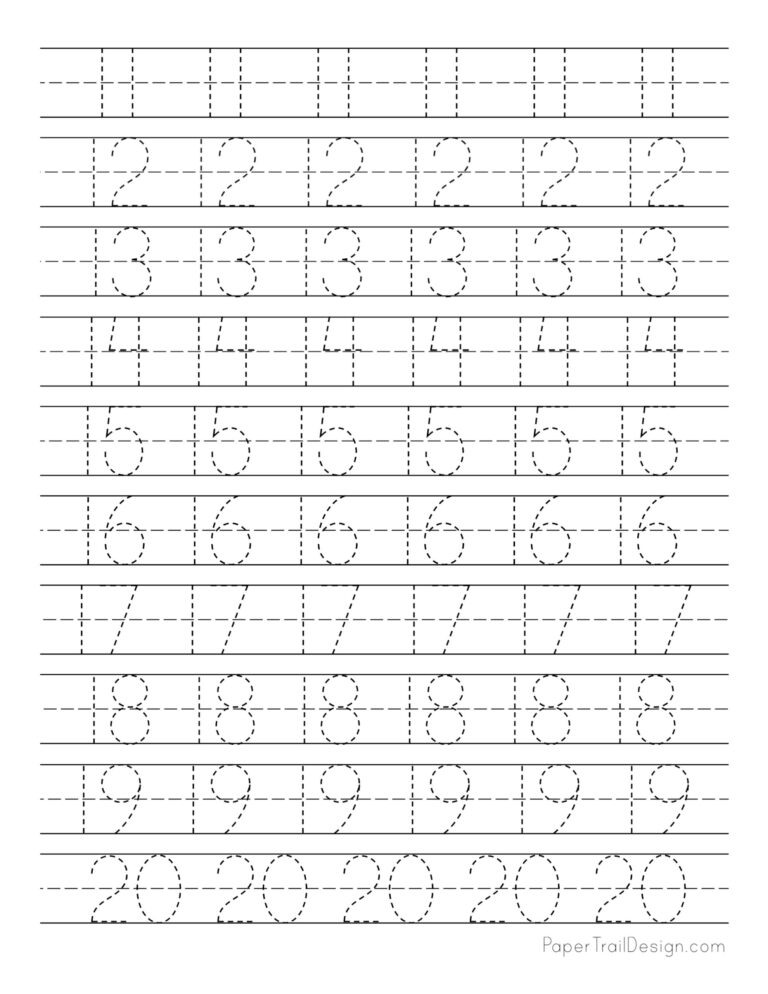 Free Number Tracing Worksheets - Paper Trail Design