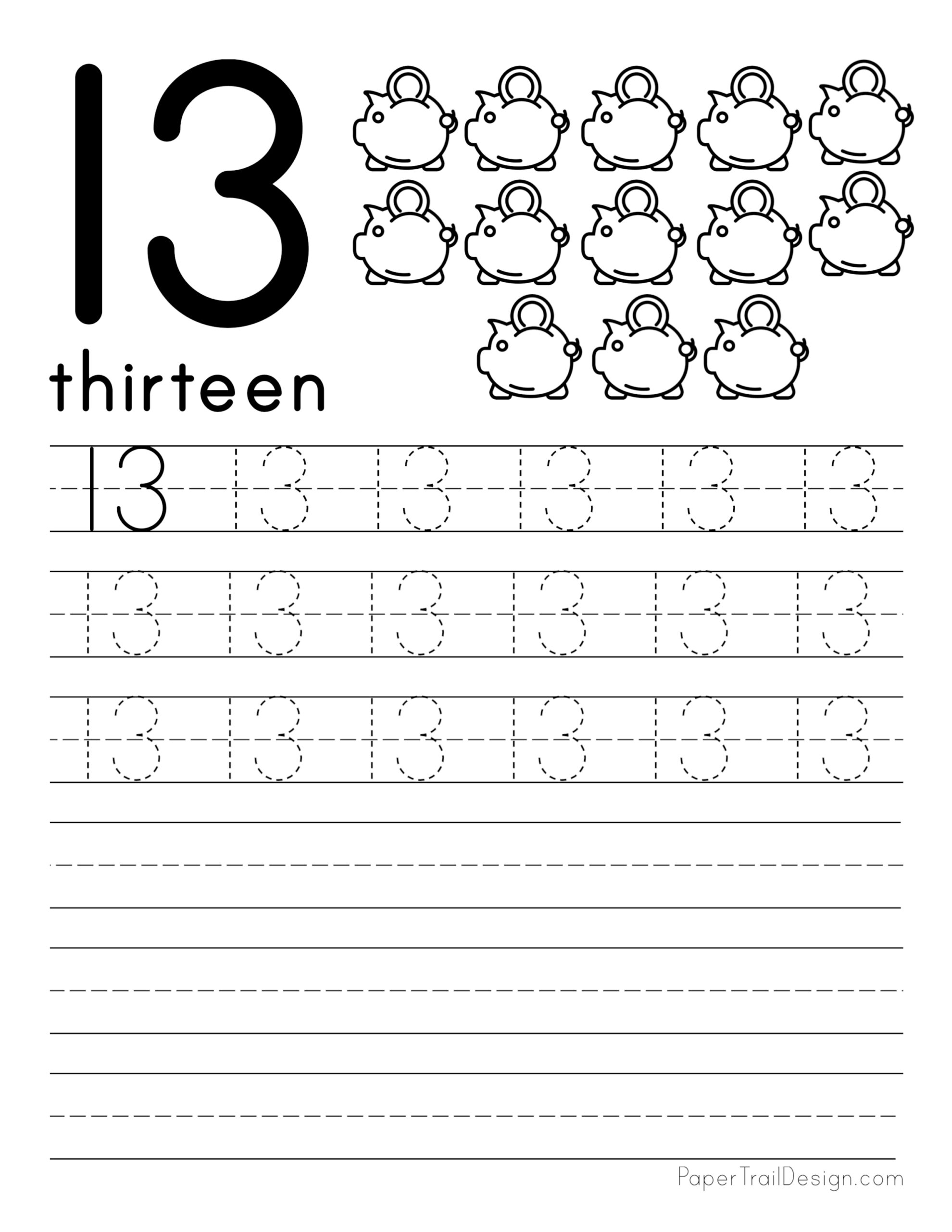 Numbers 1 13 Worksheets