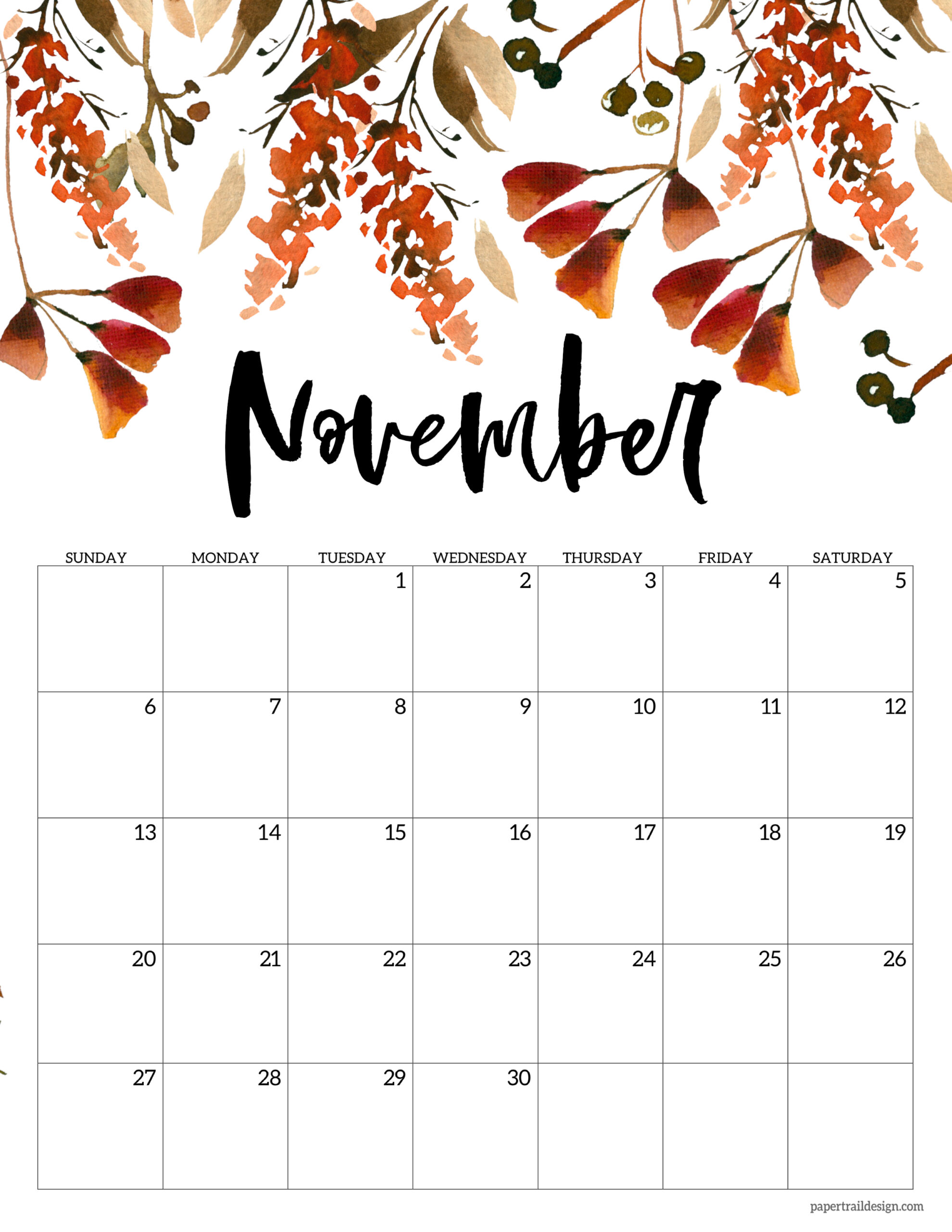 Free Printable November Calendar 2022 With Lines