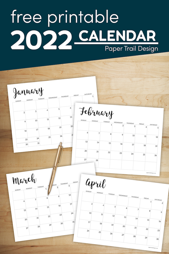 2022 Calendar Printable Free Template - Paper Trail Design