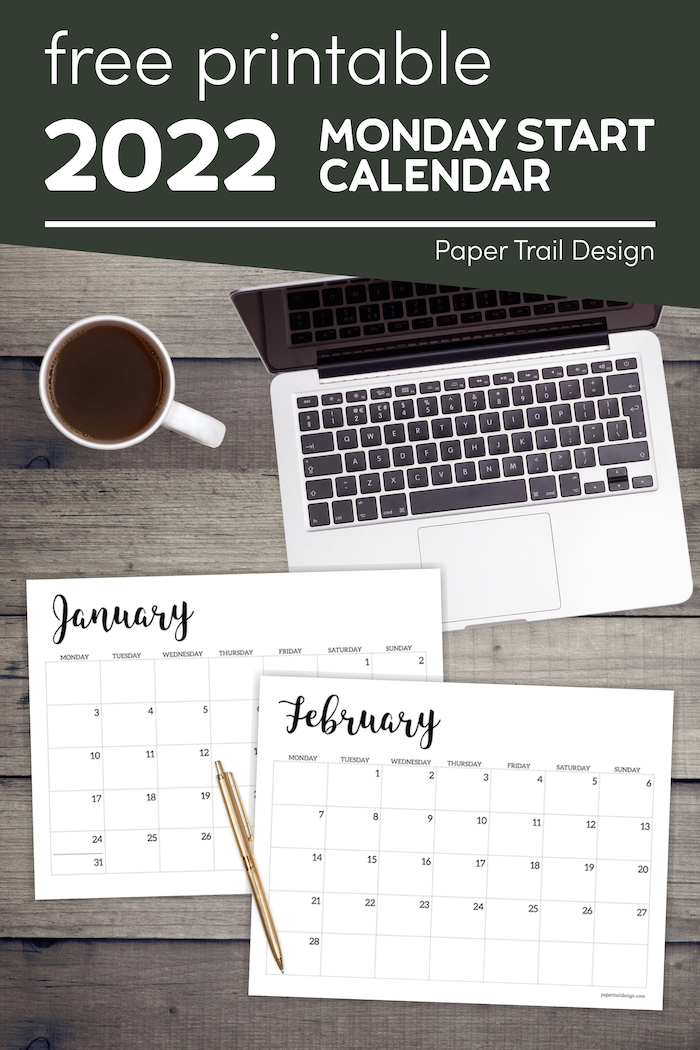 Free Printable 2022 Calendar Monday Start Paper Trail