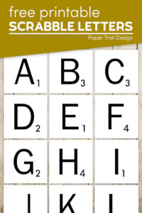 Scrabble letter tiles with text overlay- free printable scrabble letters
