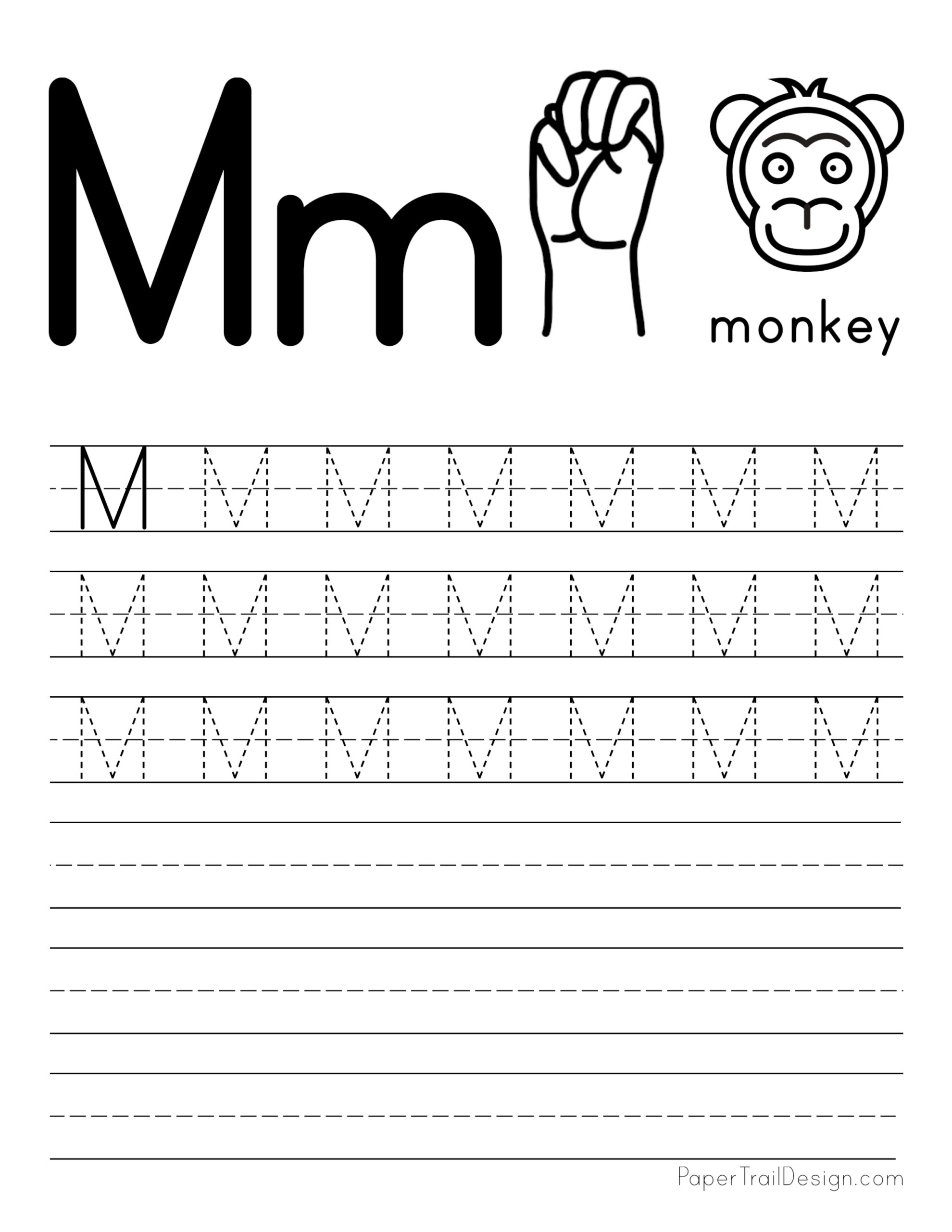 Free Letter Tracing Worksheets - Paper Trail Design