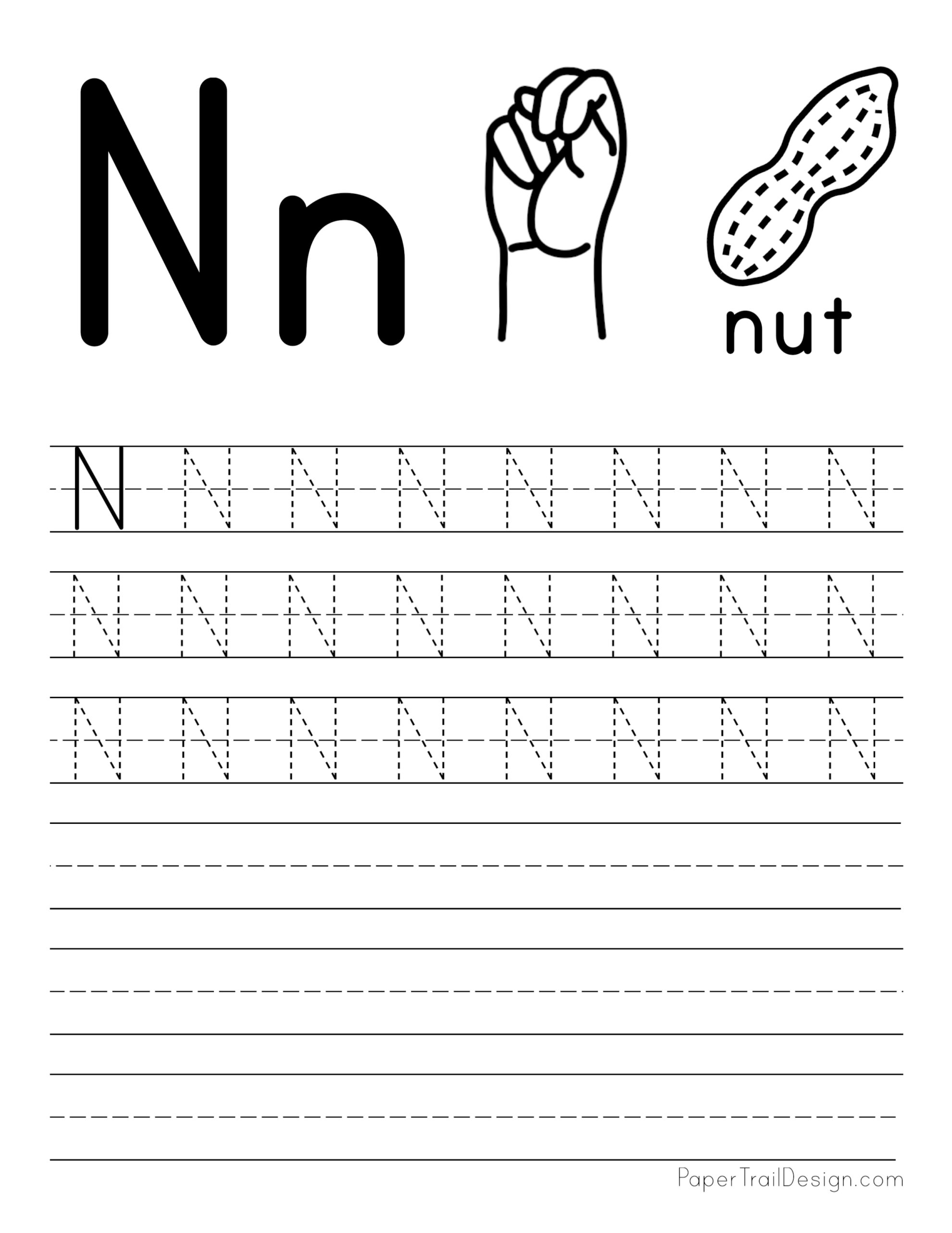 Tracing Letter N