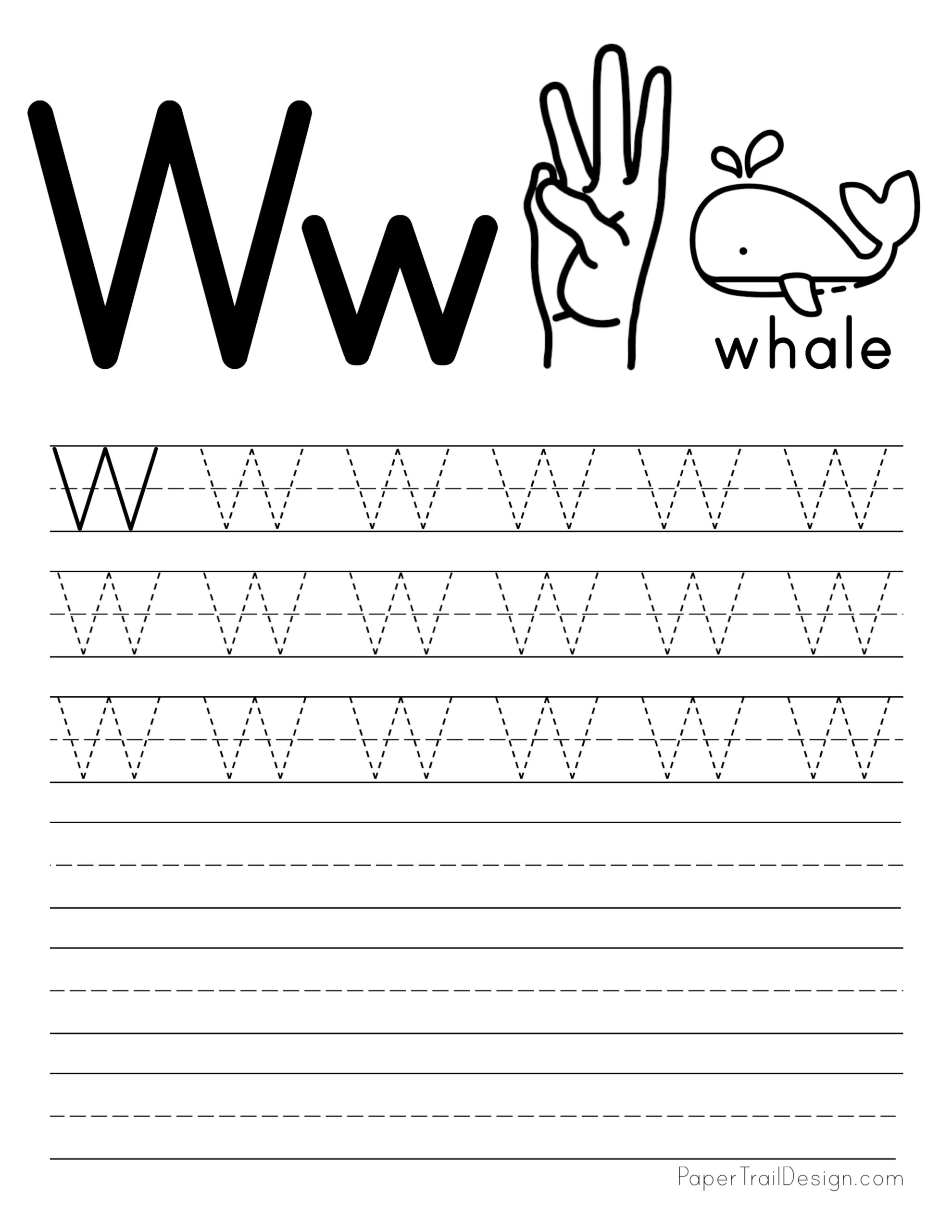 Letter W Tracing Worksheets Worksheets For Kindergarten