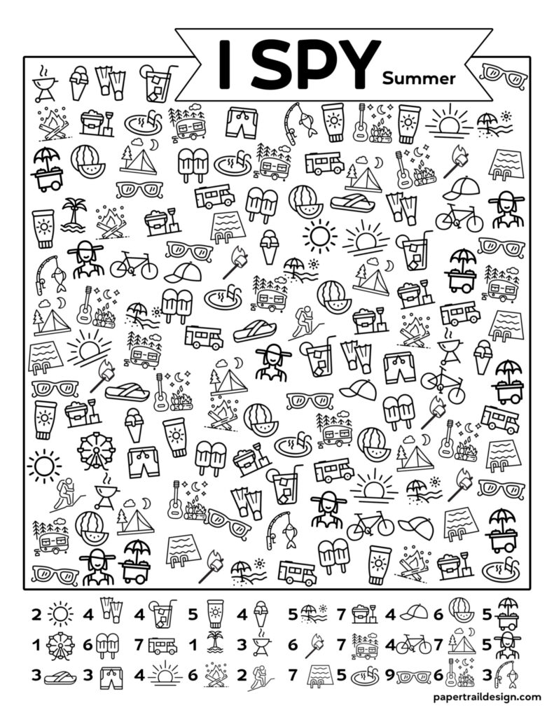 Free Printable I Spy Summer Activity Paper Trail Design Free Printable I Spy Summer Activity Paper Trail Design