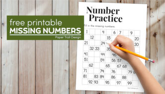 NUmber counting practice missing numbers worksheet with text overlay -free printable missing numbers