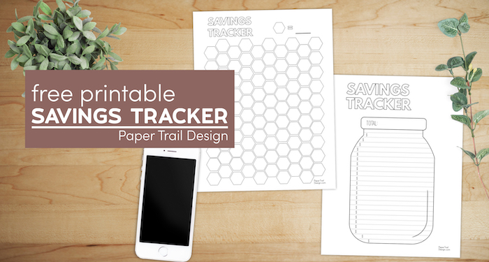 Savings goal trackers with text overlay- free printable savings tracker