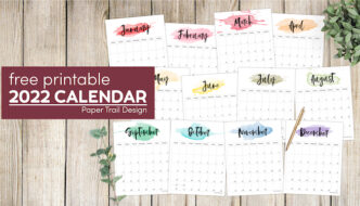 watercolor 2022 monthly calendar printable with text overlay- free printable 2022 calendar