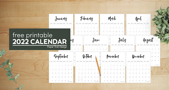 Simple yet elegant 2022 calendar pages with text overlay- free printable 2022 calendar