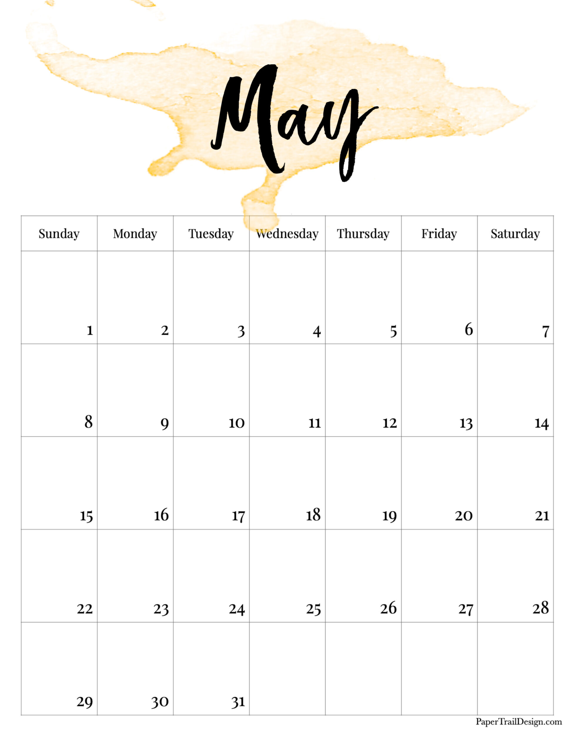 2022 printable calendar watercolor paper trail design