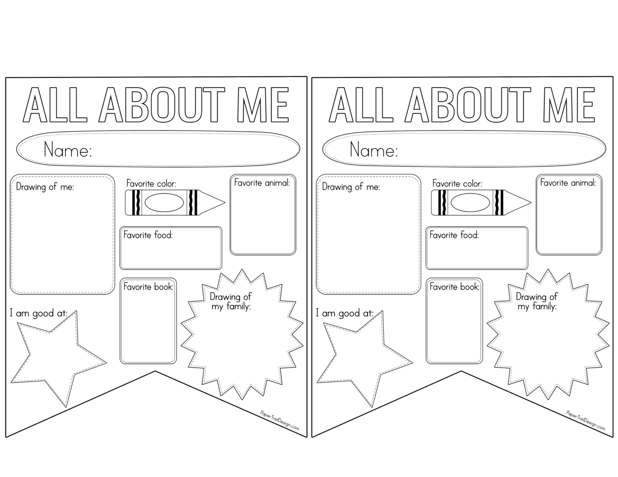 All About Me Worksheet Printable - Paper Trail Design Throughout All About Me Worksheet Preschool