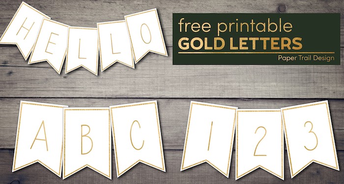 Gold banner letters with text overlay- free printable gold letters