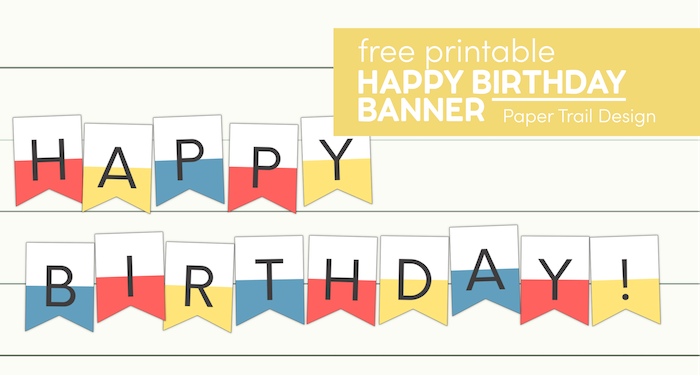 Pink, yellowm and blue Happy birthday sign with text overlay- free printable happy birthday banner