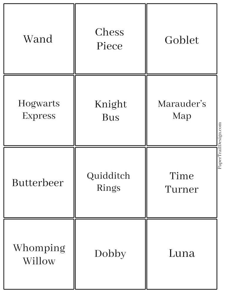 Free Printable Harry Potter Memory Game Paper Trail Design
