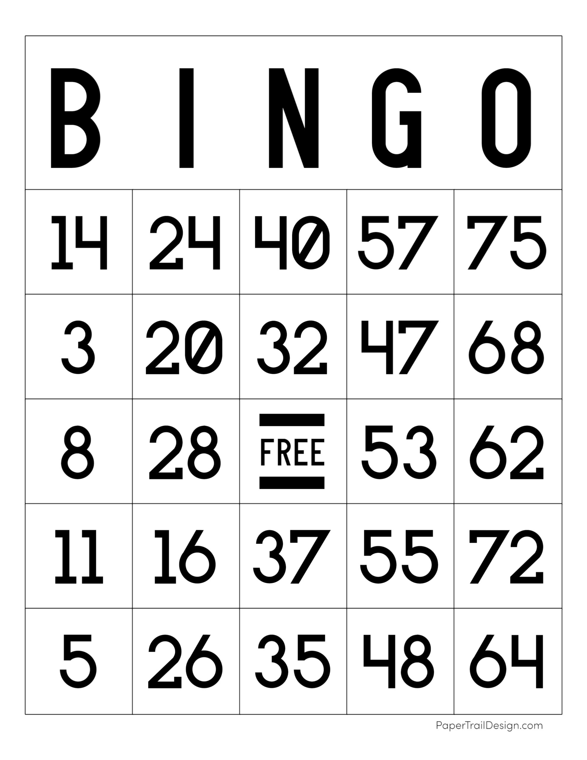 Regular Bingo Cards Free Printable