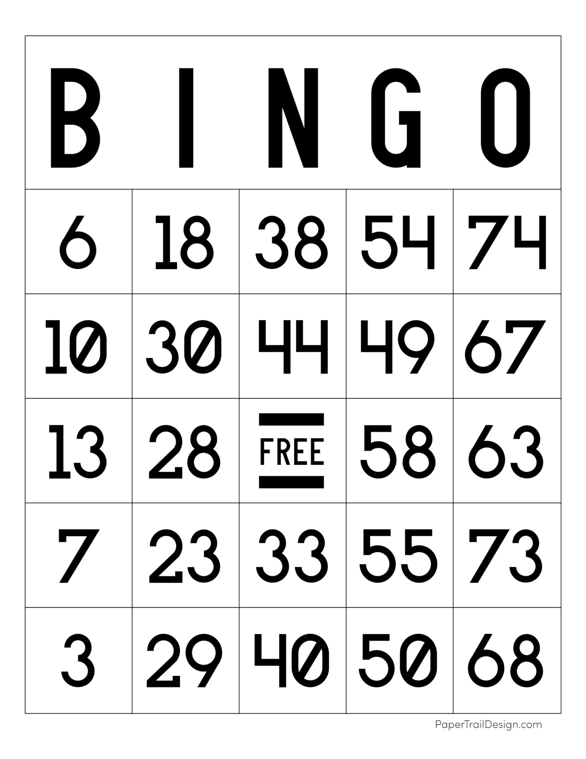 Free Printable Bingo Cards Paper Trail Design