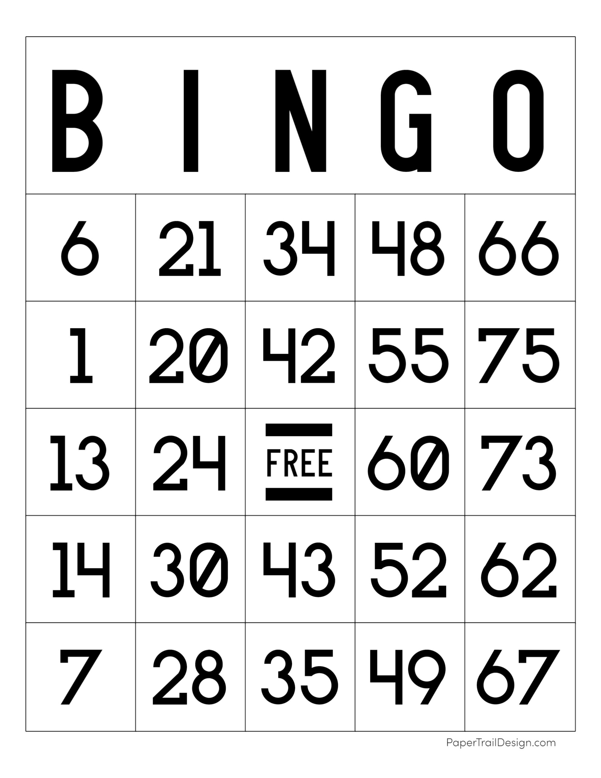 Free Printable Bingo Cards Paper Trail Design