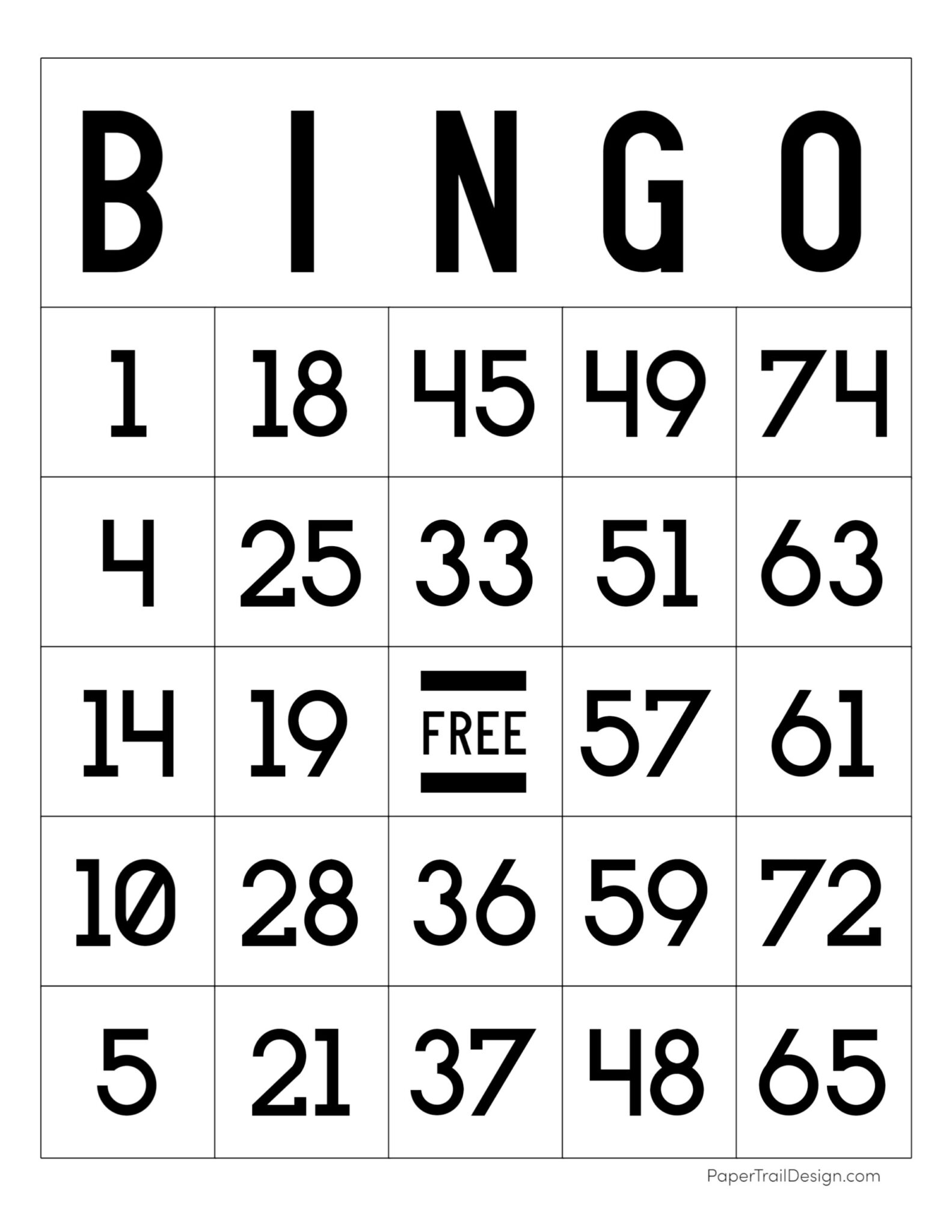 Free Printable Bingo Cards Paper Trail Design