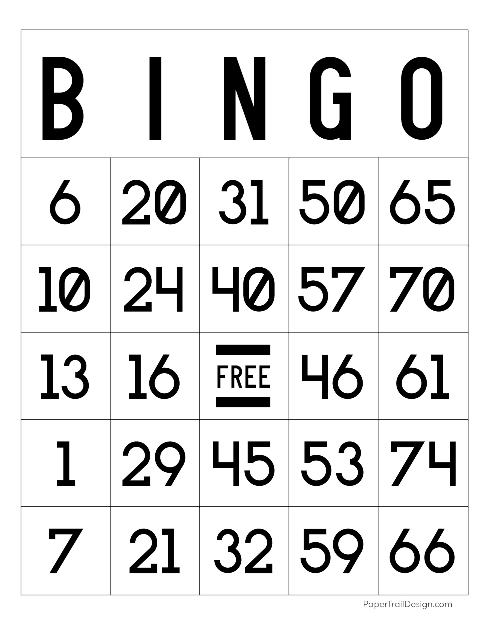 Printable Bingo Card Generator