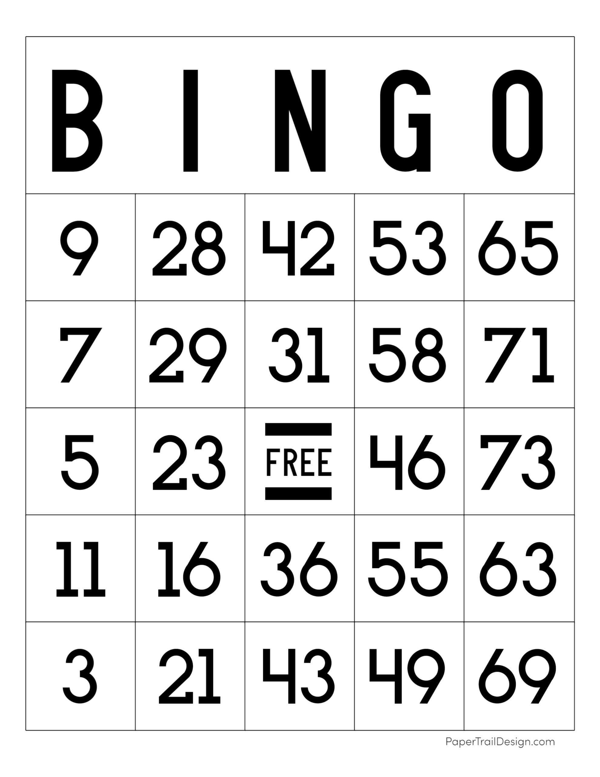 Free Printable Bingo Cards Paper Trail Design