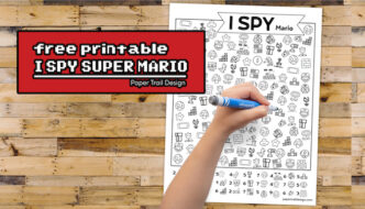 I spy kids game Super Mario themed with text overlay- free printable I spy super Mario