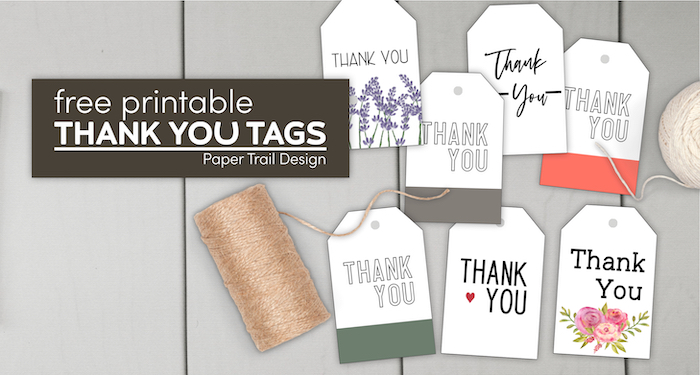 Seven thank you tags with text overlay- free printable thank you tags