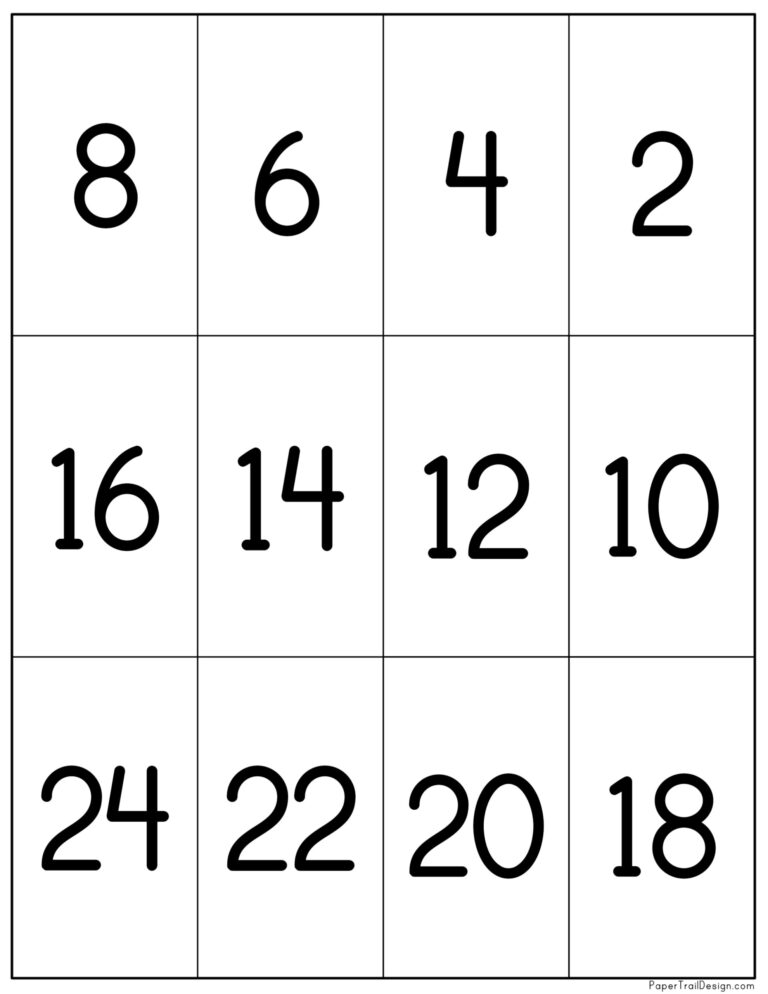 Multiplication Flash Cards Printable Paper Trail Design