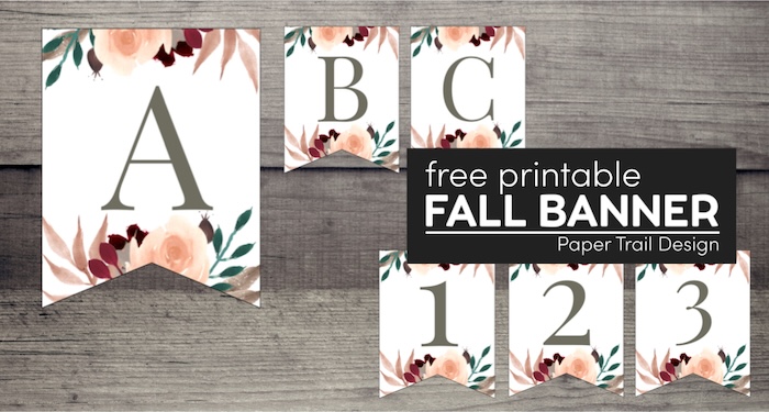 Fall themed banner letters with text overlay- free printable fall banner