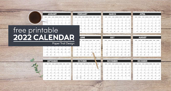 2022 Free Monthly Calendar Templates