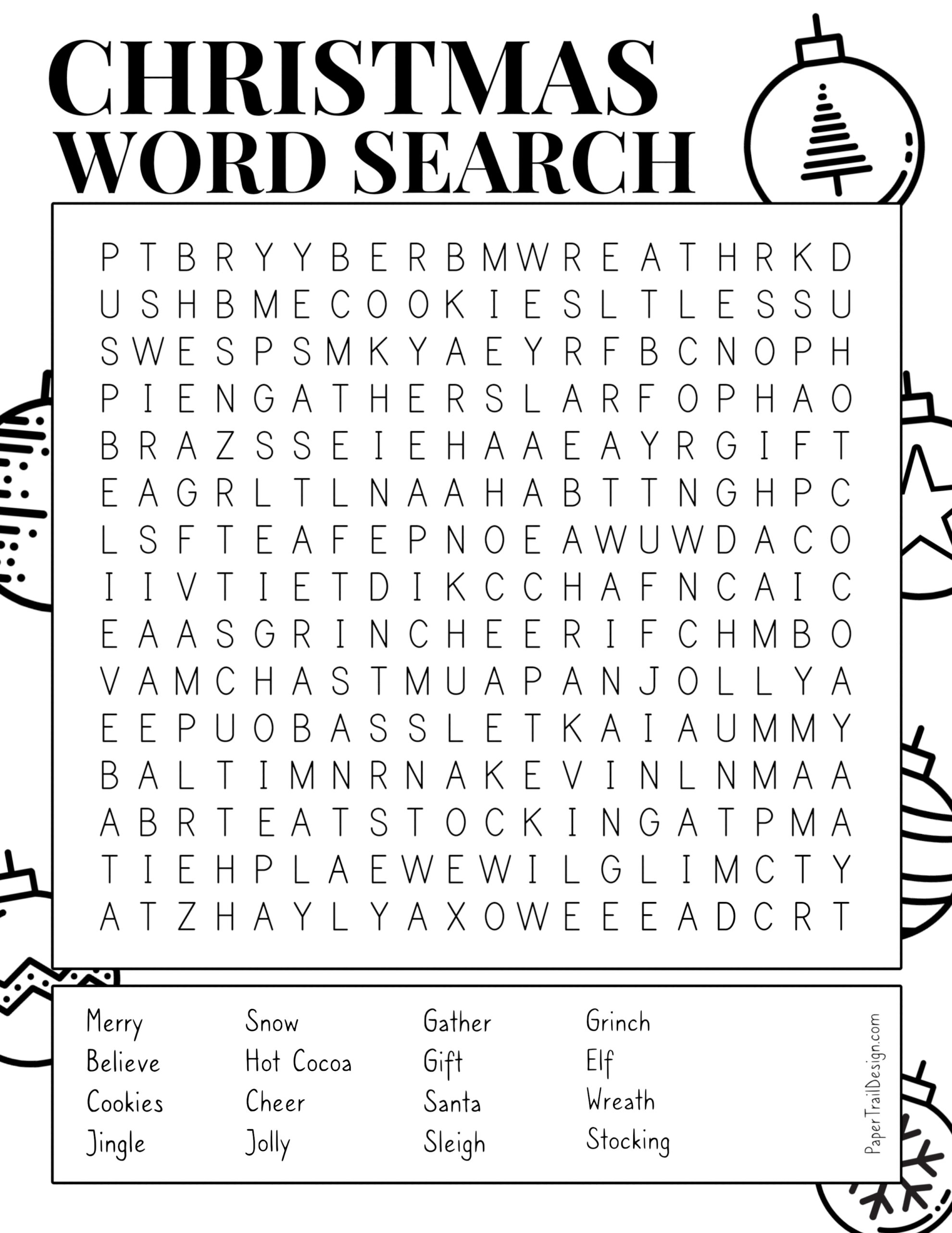 Printable Christmas Word Search Hard - Printable World Holiday