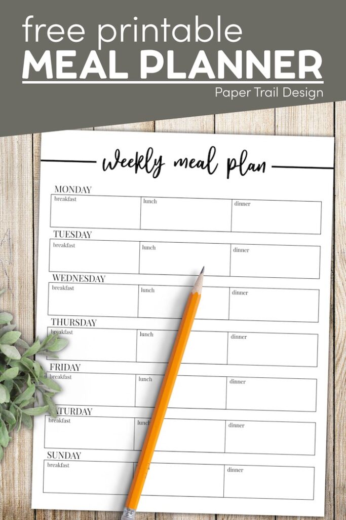 Free Printable Weekly Meal Plan Template - Paper Trail Design