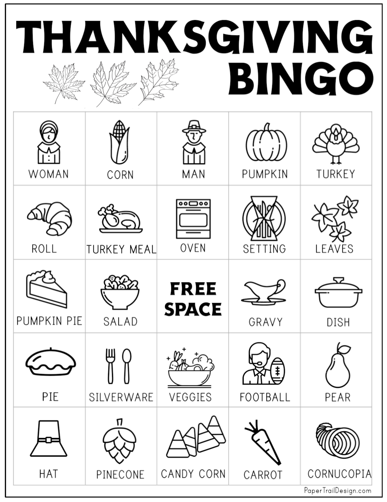 Free Printable Bingo Cards For Thanksgiving