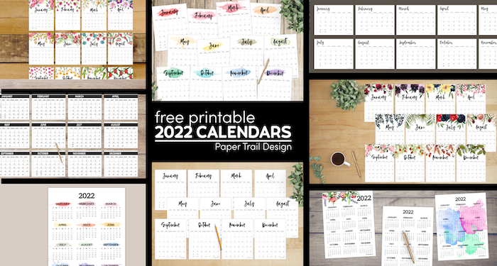 Many different 2022 calendar options available with text overlay- free printable 2022 calendars