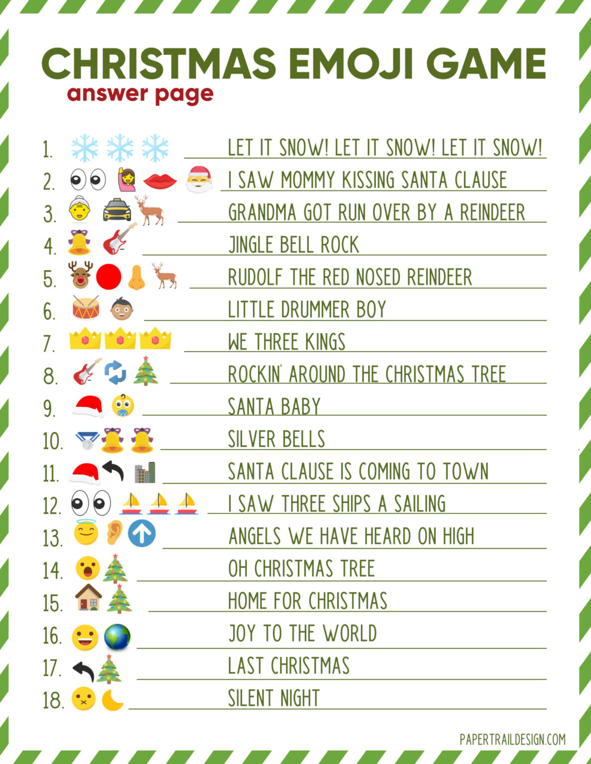 Christmas Songs Printable Emoji Quiz With Answers