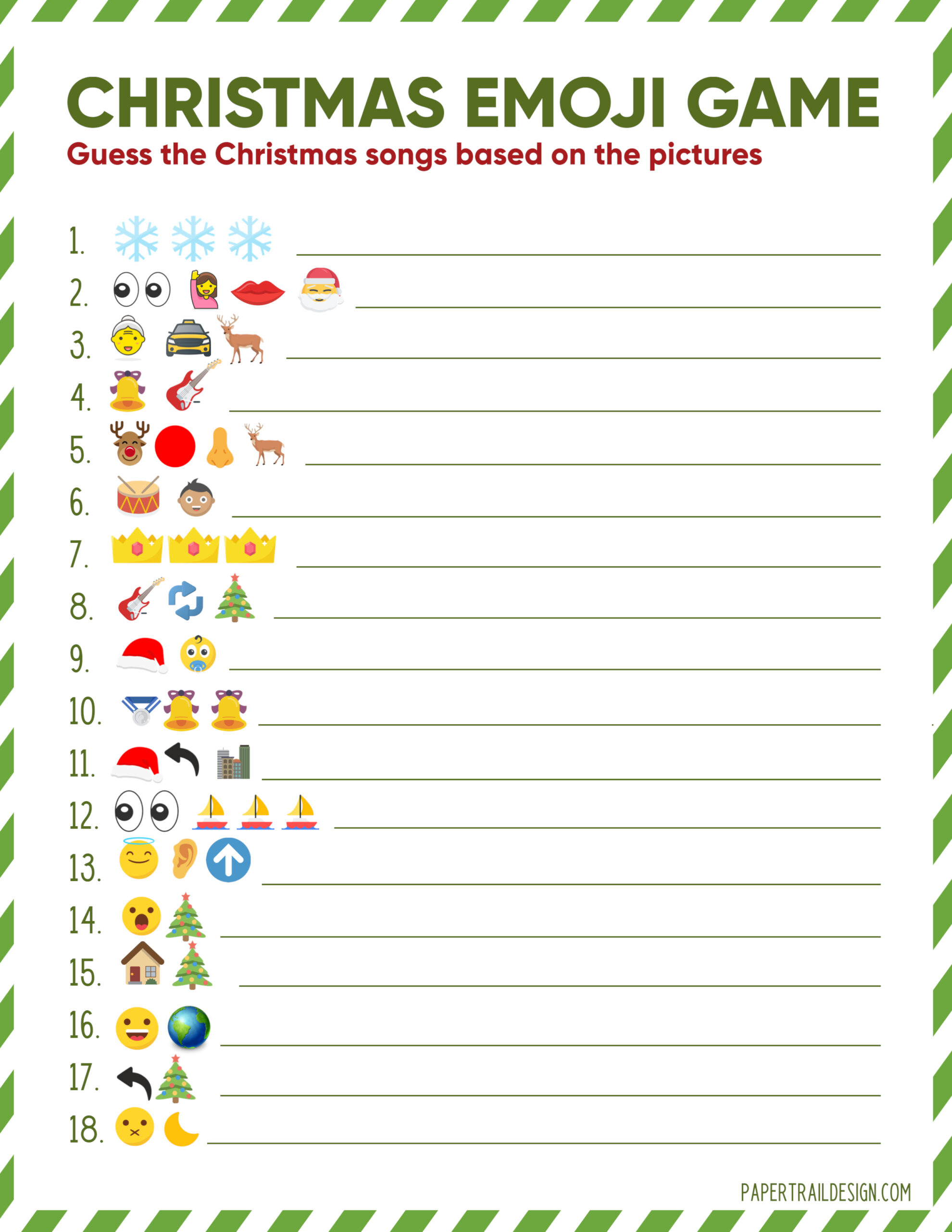 Free Printable Christmas Emoji Game With Answers