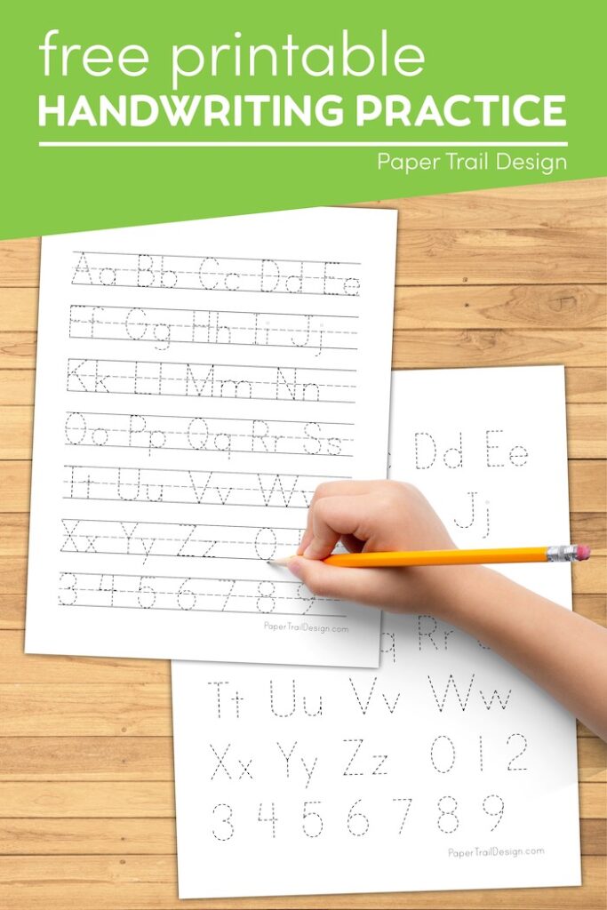 Free Printable Alphabet Handwriting Practice Sheets Paper Trail Design