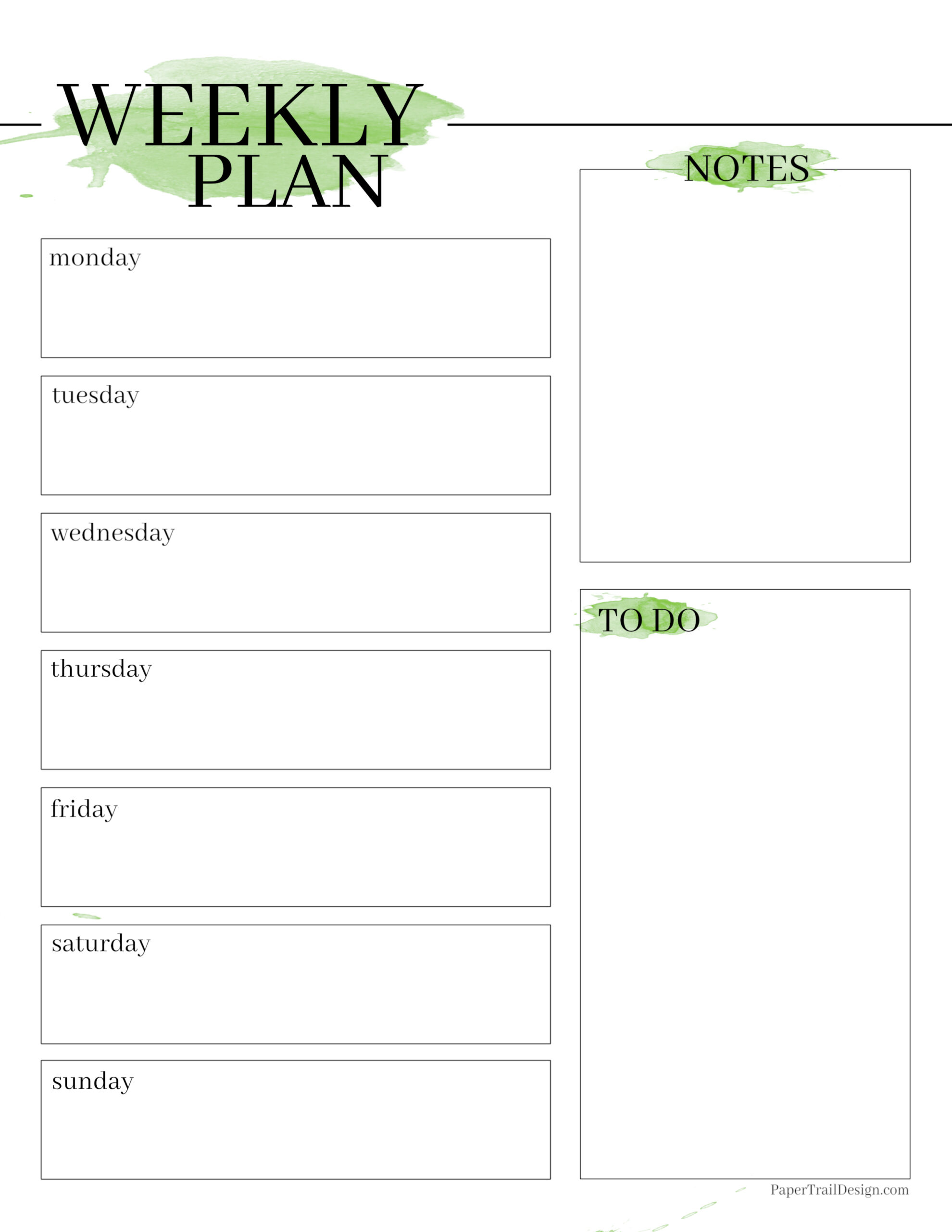Instant Download Planner Template Printable Light Watercolor Weekly Planner Printables