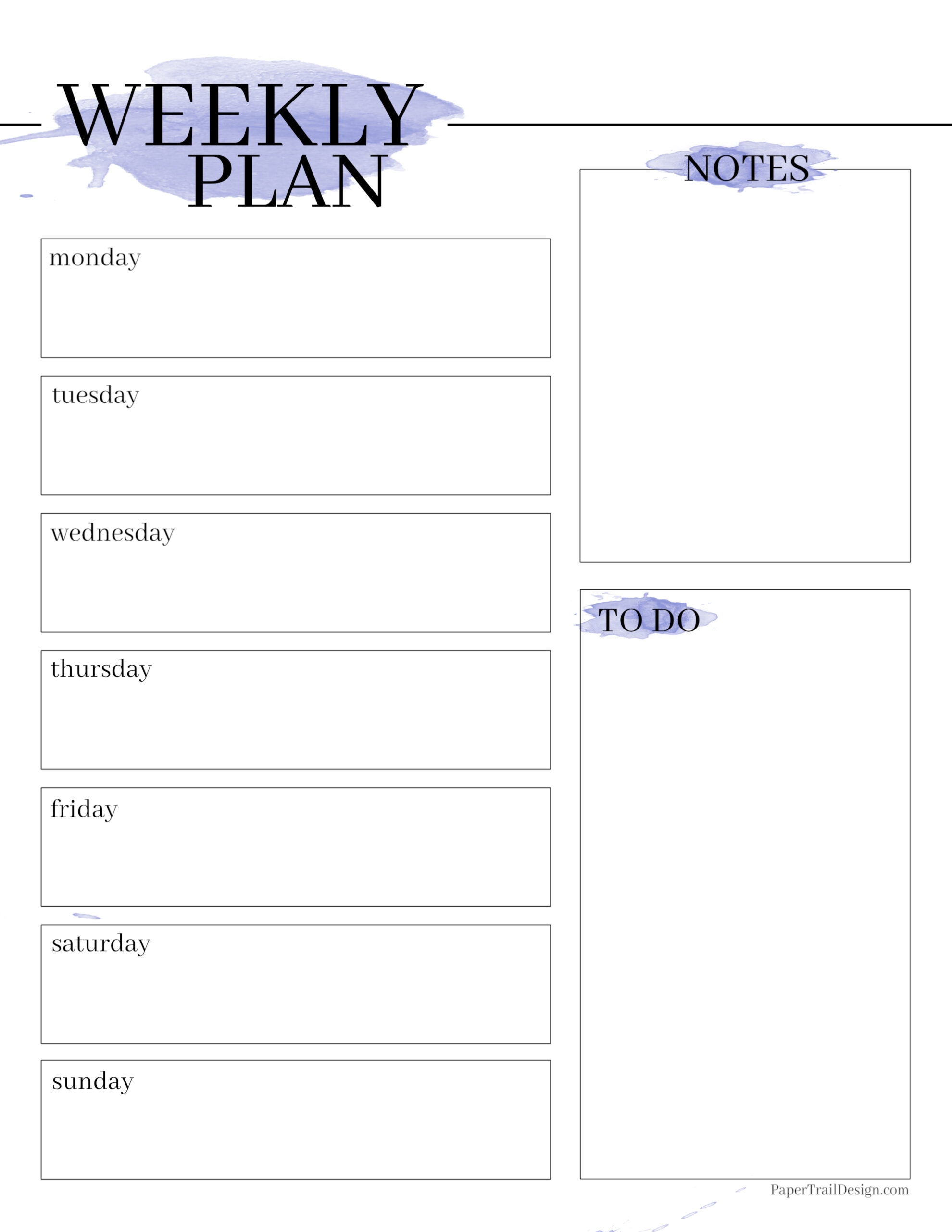 Printable Vertical Weekly Planner Template