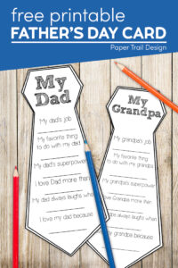 Father's day card in the shape of a tie and grandpa card in tie shape with text overlay- free printable father's day card