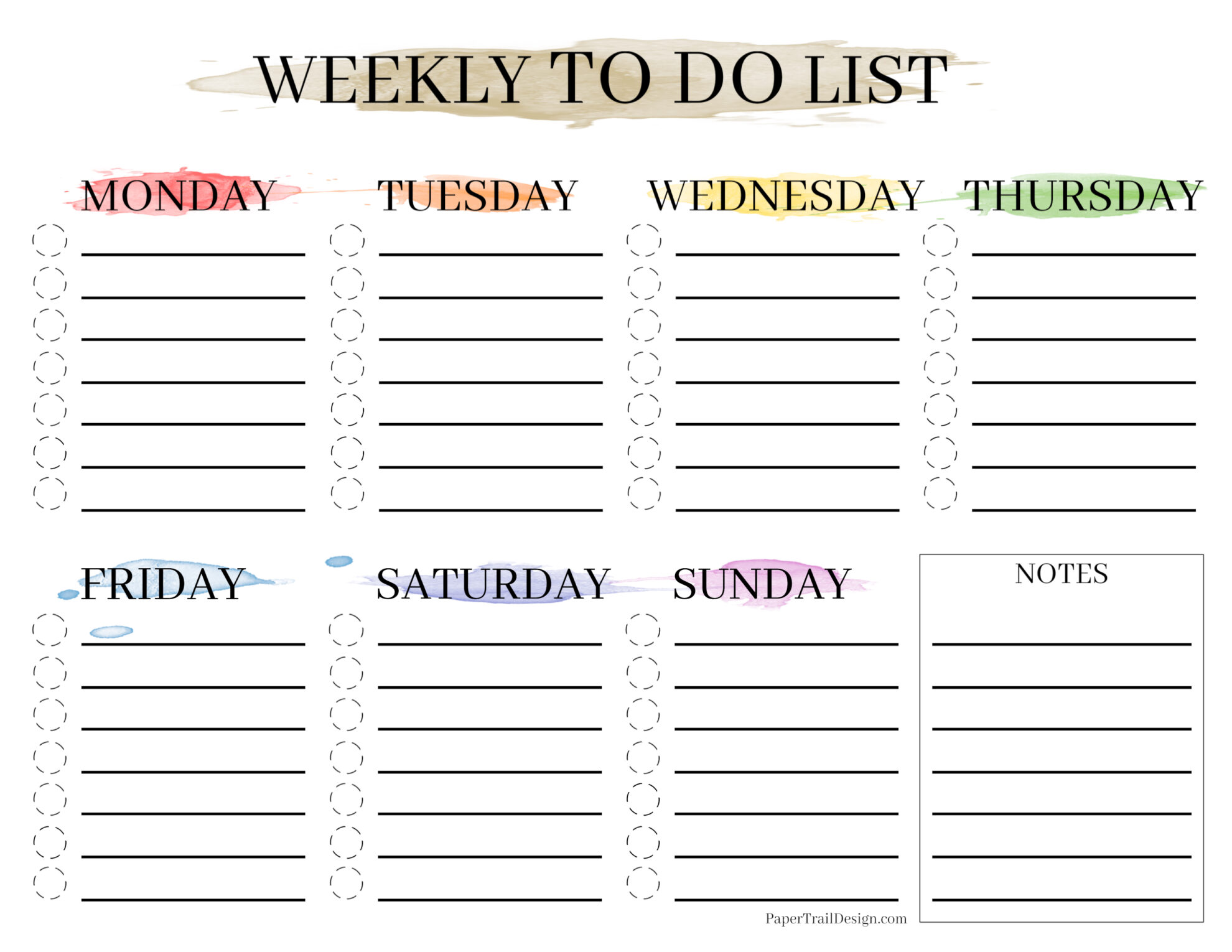 Printable Weekly Checklist To Do List Paper Party Supplies Etna pe