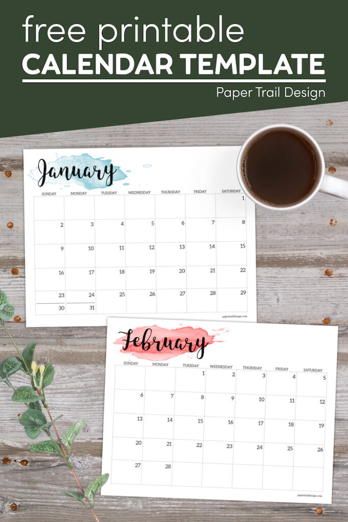 2022 Calendar Printable - Watercolor - Paper Trail Design