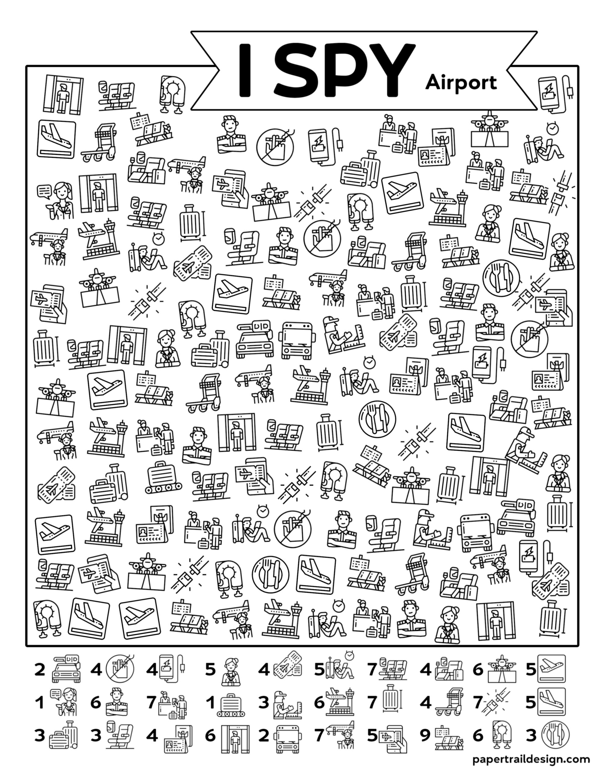 Free Printable I Spy Airport Activity - Paper Trail Design