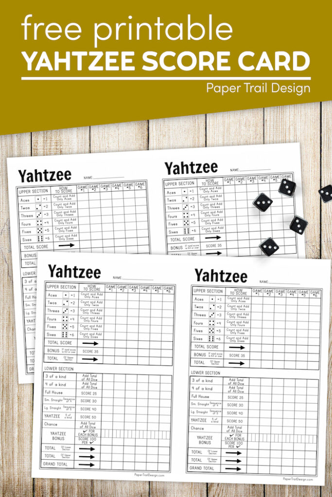 Yahtzee Score Card Svg