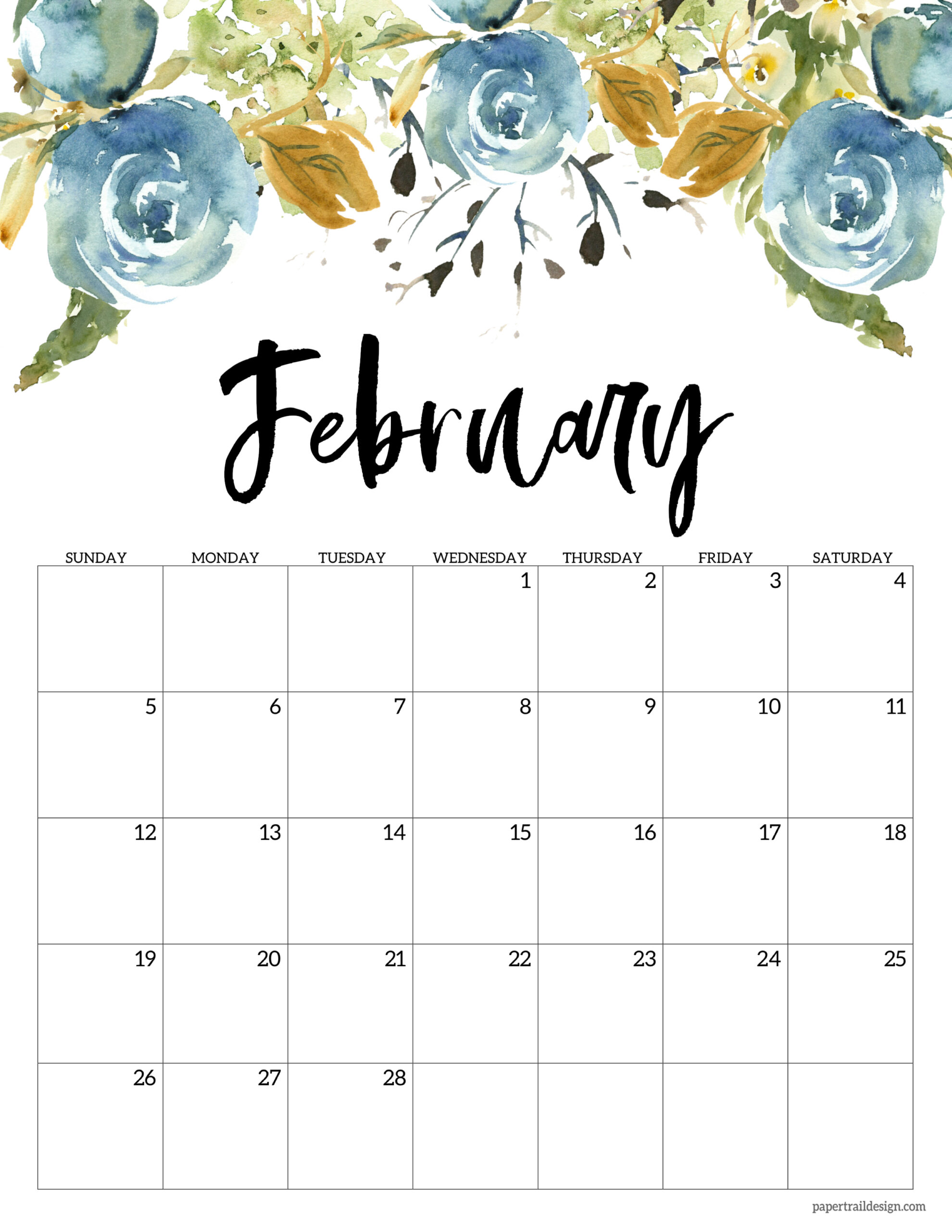 February 2023 Calendar Free Printable Floral Get Calender 2023 Update