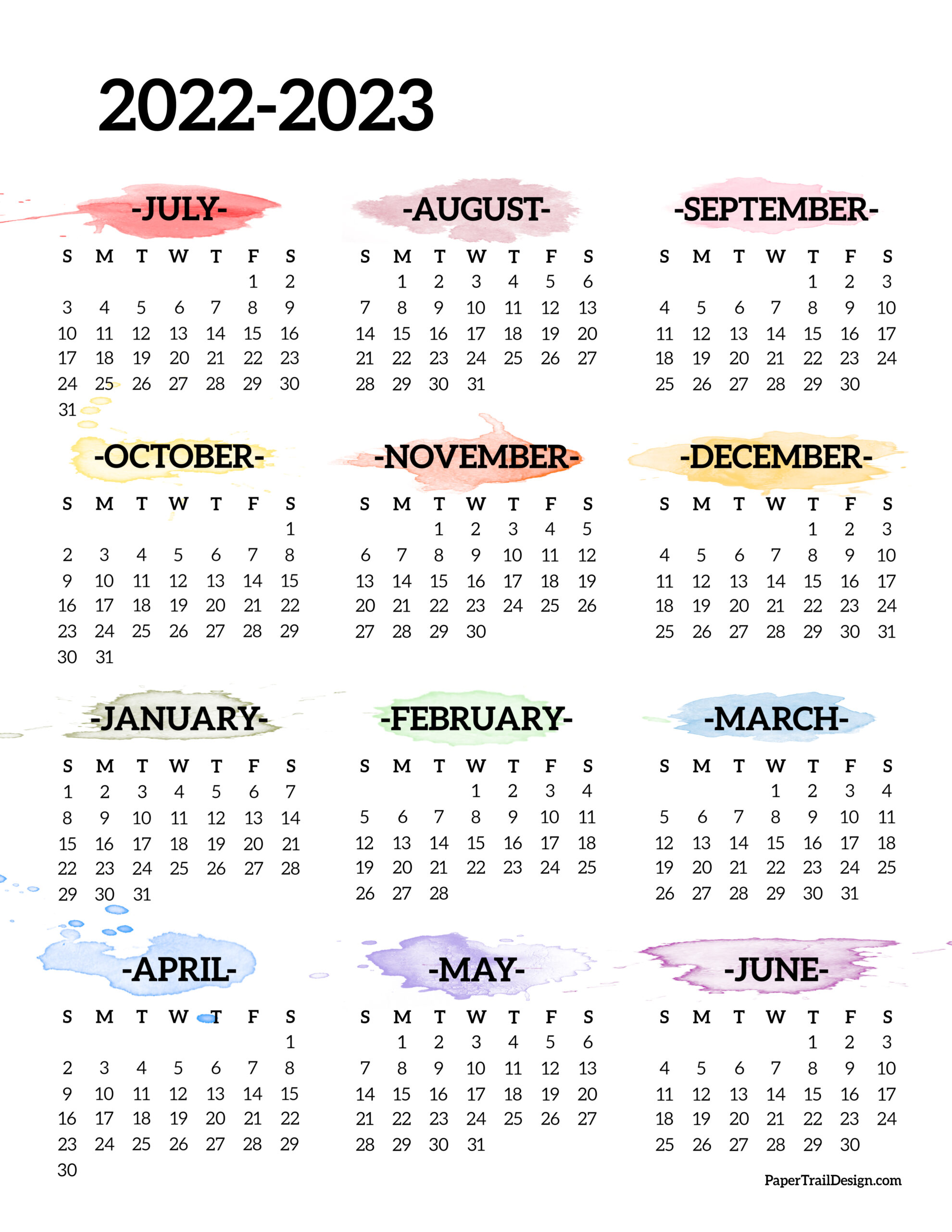 Split Year Calendars 2022 2023 July To June Pdf Templates Split Year