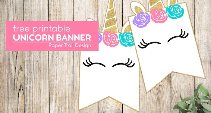 Unicorn banner template with text overlay- free printable unicorn banner