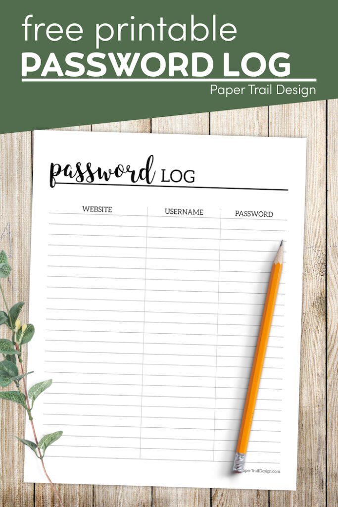 Free Printable Password Log - Paper Trail Design